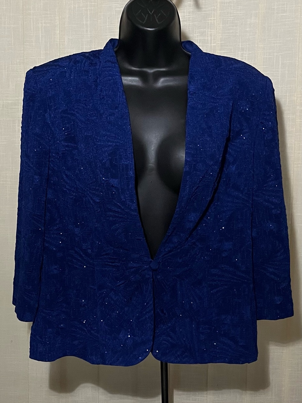 Alex Evenings Royal Blue Embossed Sequin Evening Blazer Like New! 16P
